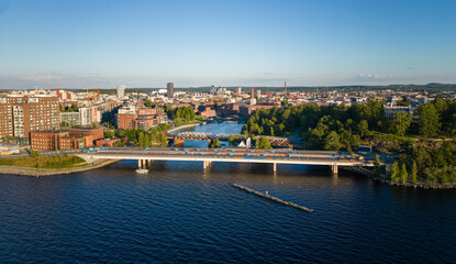 Tampere city on the lakehore of Näsijärvi, Finland