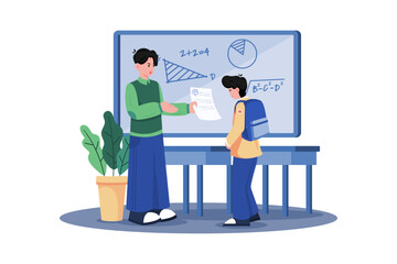 A teacher grades papers and provides feedback to students.