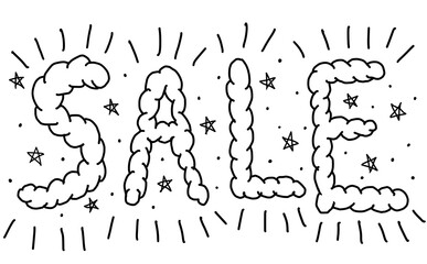 もくもくSALEポップ【線画＋装飾】