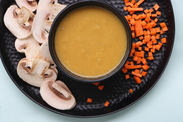 mushroom carrot soup, healthy appetizer