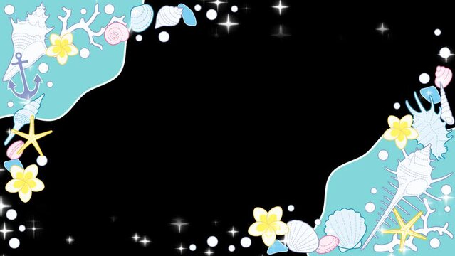 貝殻のフレームのアニメーション　ループ アルファチャンネル付き