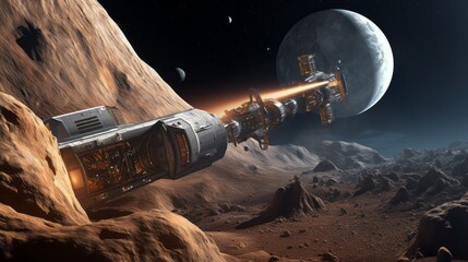 Space exploration and mining on asteroids. 
