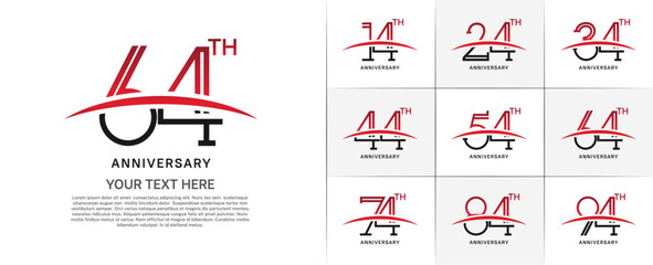Obraz premium set of anniversary logotype black and red color with swoosh for special celebration event