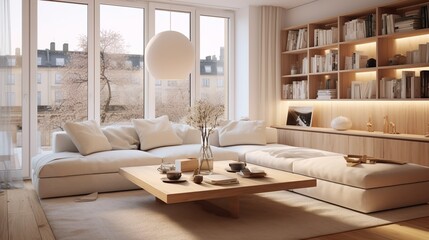 Obraz premium Warm living room interior with a modern feel