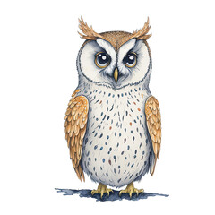Watercolor Fancy Owl, Halloween, Bird