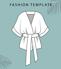 kimono fashion flat sketch template