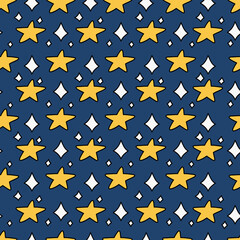 Stars yellow pattern seamless background.