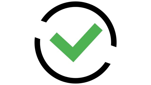 animated green checkmark on white background 