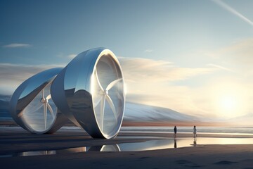 Futuristic environmentally friendly power plant of the future