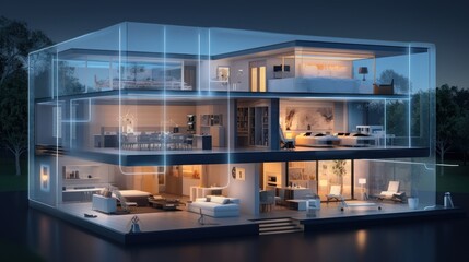 Smart Home Technology, Internet of Things Concept, Home Automation Control System. Generative Ai