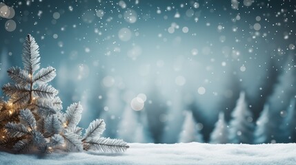 Fototapeta na wymiar christmas background with christmas tree and snow, Generative AI