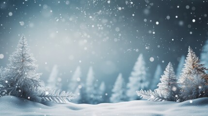 Obraz premium christmas background with christmas tree and snow, Generative AI