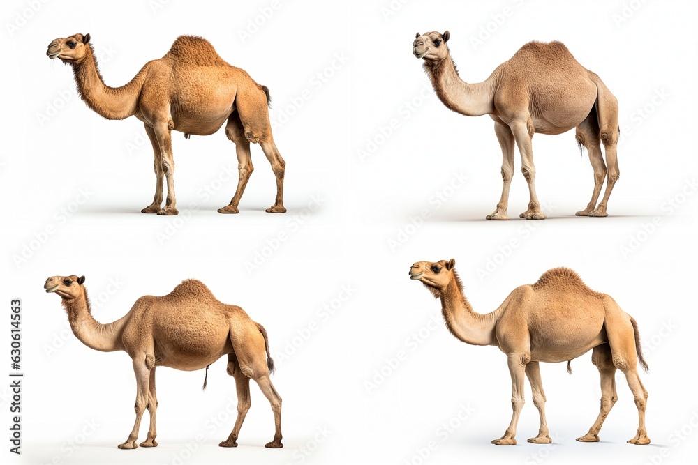 Poster camel set isolated on white background