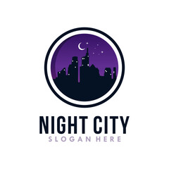 Fototapeta premium Night city skyline logo design inspiration