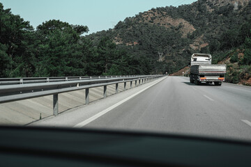 overtake rules on the road, traffic practice, truck driving