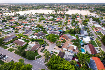 Aerial of Palm Springs North, an unincorporated community and census-designated place in Miami-Dade County, Florida, United States