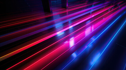 Fototapeta na wymiar Neon lines tunnel speed road light background wallpaper 3d illustration