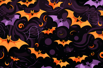 Halloween pattern. bats Background, wallpaper. AI generation