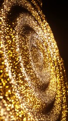 Abstract Glitter Golden particles Flow wave background 3D rendering