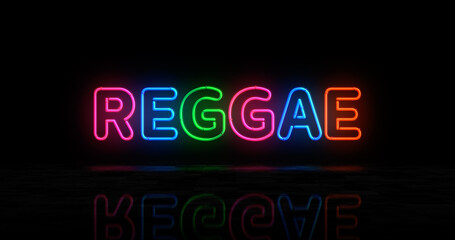 Fototapeta na wymiar Reggae music neon light 3d illustration