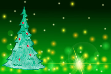 Happy New Year and Merry Christmas! Can be used as a postcard, internet banner or flyer.  Illustration has space for text , copy space