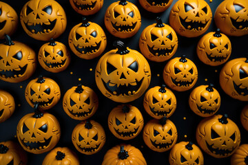 Creepy halloween concept background with pumpkins
