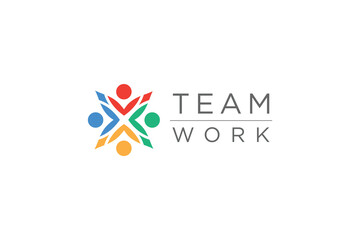 Fototapeta na wymiar Team work logo design with modern unique concept