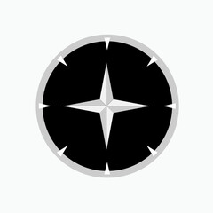 Compass Icon. Rose, North Orientation. Navigation, Adventure Navigation. Journey Equipment Symbol - Vector. 