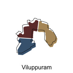 Viluppuram map. vector map of the India Country. Borders of for your infographic. Vector illustration design template