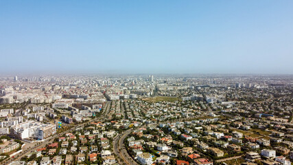 Aerial drone view of Casablanca, Morocco