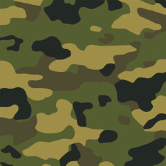Fototapeta premium Camouflage seamless pattern. Trendy style camo, repeat print. Vector illustration. Khaki texture, perfect for military army design
