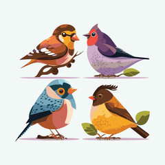 vector cute finches cartoon style