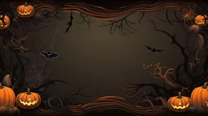 Foto op Plexiglas Aquarel doodshoofd Illustration of Halloween themed border design