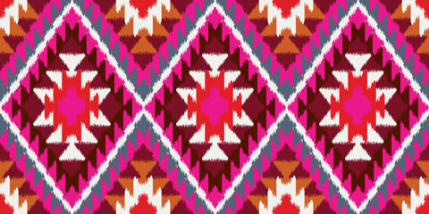 Beautiful Ikat art. The Navajo seamless colorful pattern in tribal, folk embroidery, Mexican Aztec geometric rhombus art ornament print.Design for carpet, wallpaper, clothing, wrapping, and fabric.