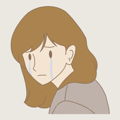Sad woman crying. Hand drawn flat cartoon character vector illustration.