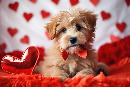 Cute dog valentines day background