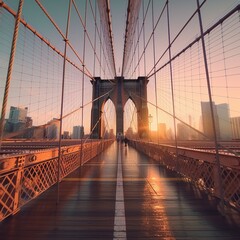 Brooklyn Bridge, NEW York. AI Generative - obrazy, fototapety, plakaty