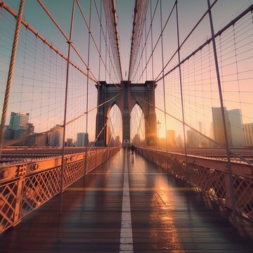 Fototapeta Brooklyn Bridge, NEW York. AI Generative