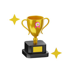 3D Illustration Back to School of Trophy