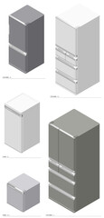 Obraz premium アイソメトリック図法で描いた家電のイラストセット4［冷蔵庫・冷凍庫］ / Set of home refrigerator related. Isometric illustration
