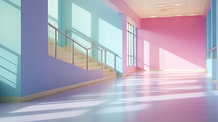 Obraz premium abstract background of colorful vivid fun tone color wall with steps stair, idea for creative architecture background, Genrative Ai