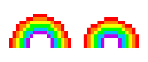 8 bit rainbow icon, pixel art rainbow, isolated no background 8bit rainbow icon, png 