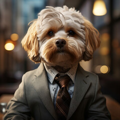 Puppy Boss: Professional Canine Dressed for Success at the Office
