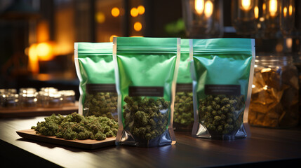Store-bought packaged cannabis zip bag. Generative Ai