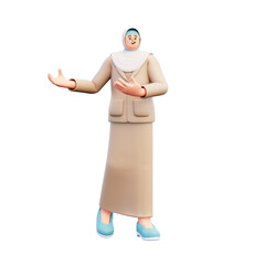 9 hijab teacher explaining 3d illustration
