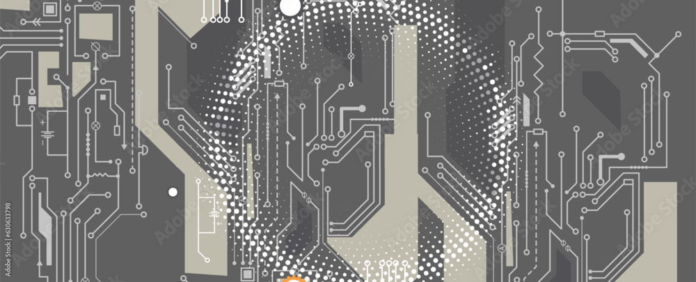 Poster Abstract circuit board futuristic technology processing background
