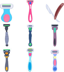 shaver handle set cartoon. blade shave, machine steel, trimmer equipment shaver handle sign. isolated symbol vector illustration