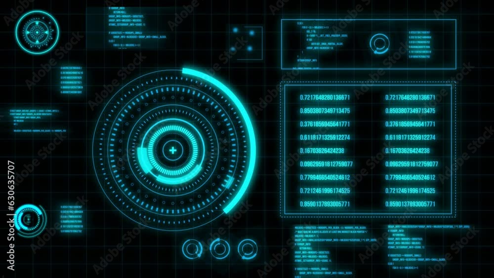 Wall mural motion graphic of head up display technology interface screen with futuristic elements abstract back