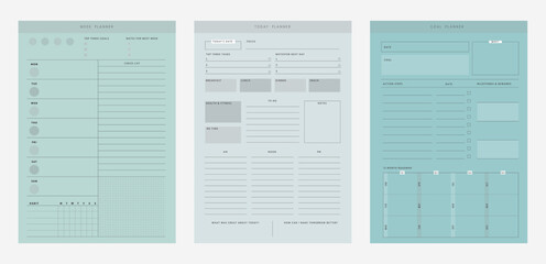 3 set of daily weekly monthly planner. (Ocean)