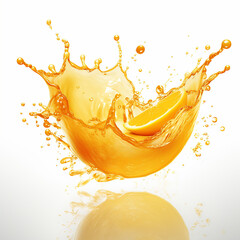 orange juice splash isolated on white background. Made with generative ai